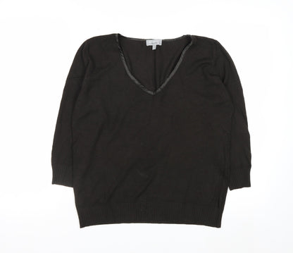 Marks and Spencer Per Una Women's Black V-Neck Jumper Size 16