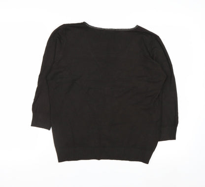 Marks and Spencer Per Una Women's Black V-Neck Jumper Size 16