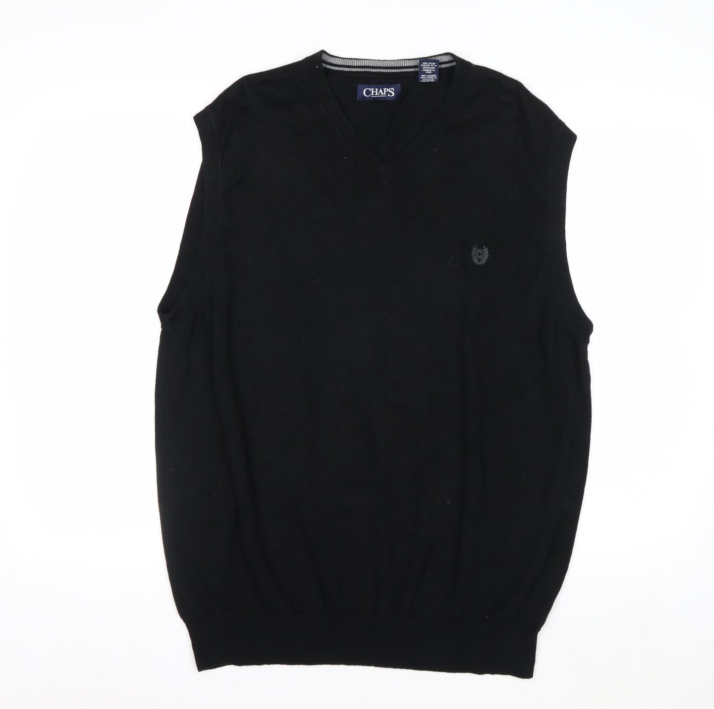 Chaps Men's Black Cotton V-Neck Sleeveless Jumper Vest XL