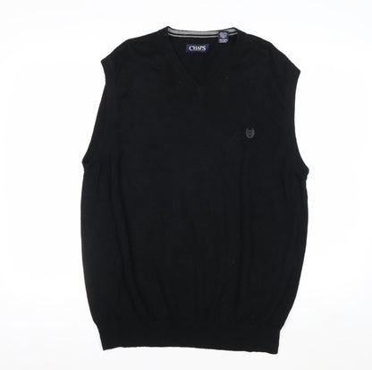 Chaps Men's Black Cotton V-Neck Sleeveless Jumper Vest XL