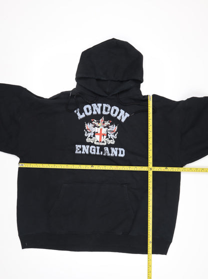 Hanes Men's Black London England Pullover Hoodie XL Fleece