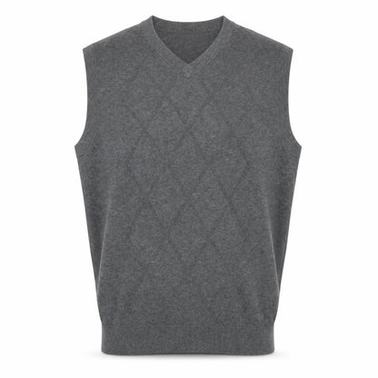 Roundtree & Yorke Men's Grey Cotton Argyle V-Neck Vest XL