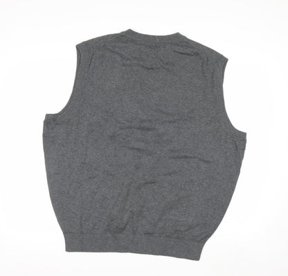Roundtree & Yorke Men's Grey Cotton Argyle V-Neck Vest XL