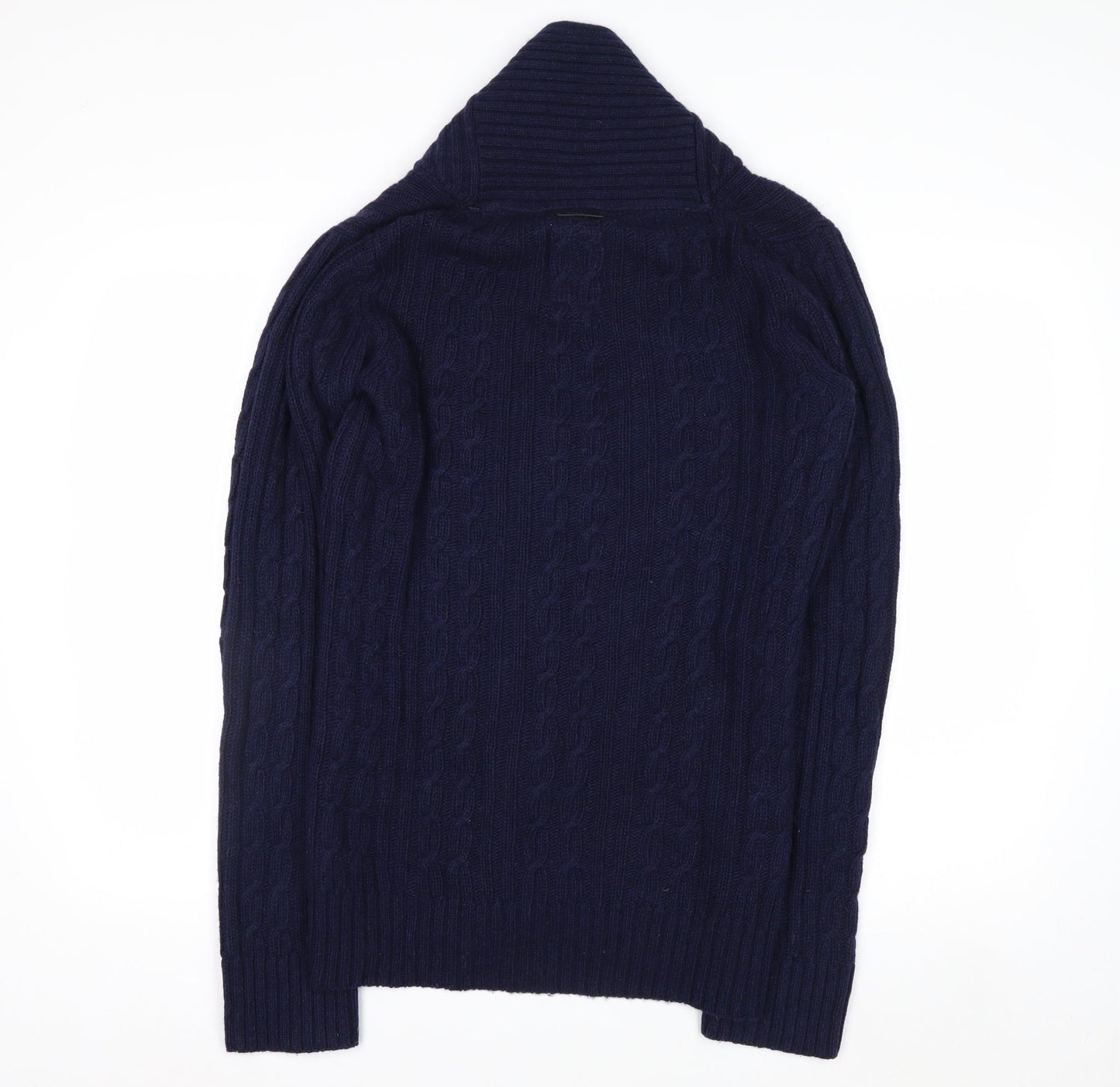 G-Star RAW Men's Blue Wool Cable-Knit V-Neck Pullover Jumper Size S