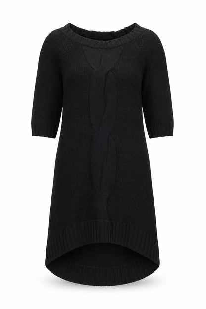 Twik Women Black Petite Knit Jumper Dress Short Sleeve Winter Casual