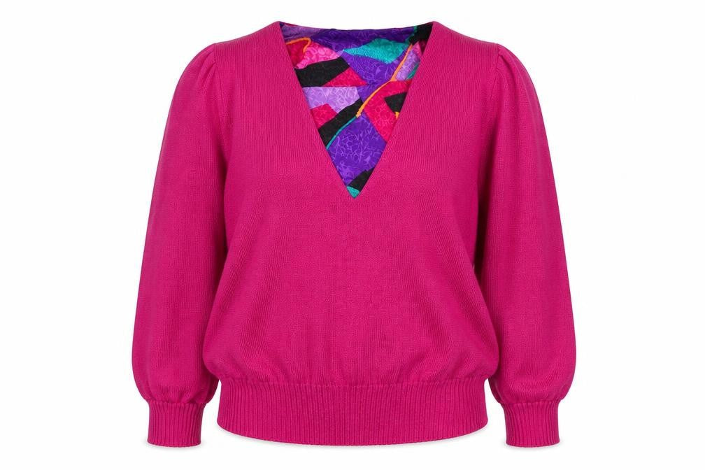 Anthony Sicari Women’s Pink V-Neck Wool Blend Vintage Pullover Jumper Size 14