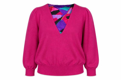 Anthony Sicari Women’s Pink V-Neck Wool Blend Vintage Pullover Jumper Size 14