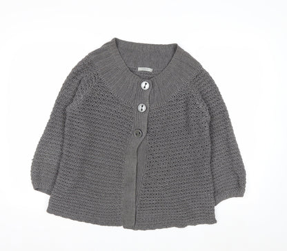 Marks and Spencer Women Grey Size 12 Button Knit Cardigan