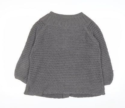 Marks and Spencer Women Grey Size 12 Button Knit Cardigan