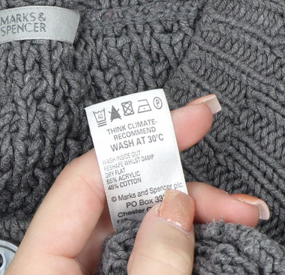 Marks and Spencer Women Grey Size 12 Button Knit Cardigan