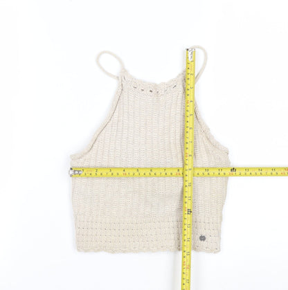 Hollister Women’s Beige Crochet Knit Sleeveless Vest XS