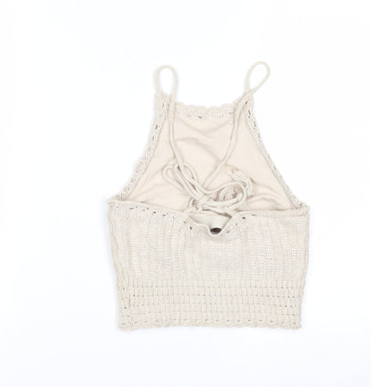 Hollister Women’s Beige Crochet Knit Sleeveless Vest XS