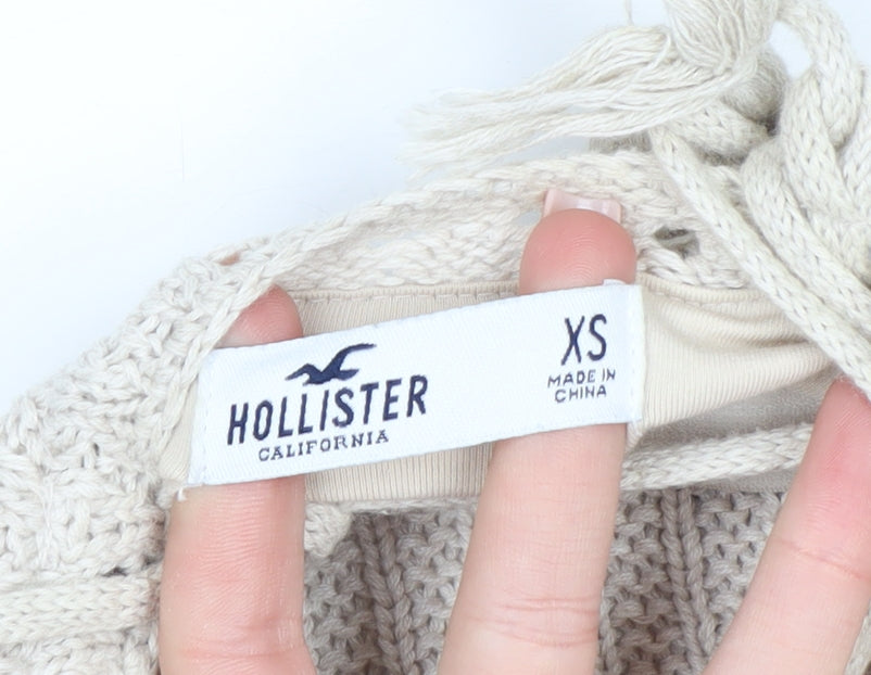 Hollister Women’s Beige Crochet Knit Sleeveless Vest XS