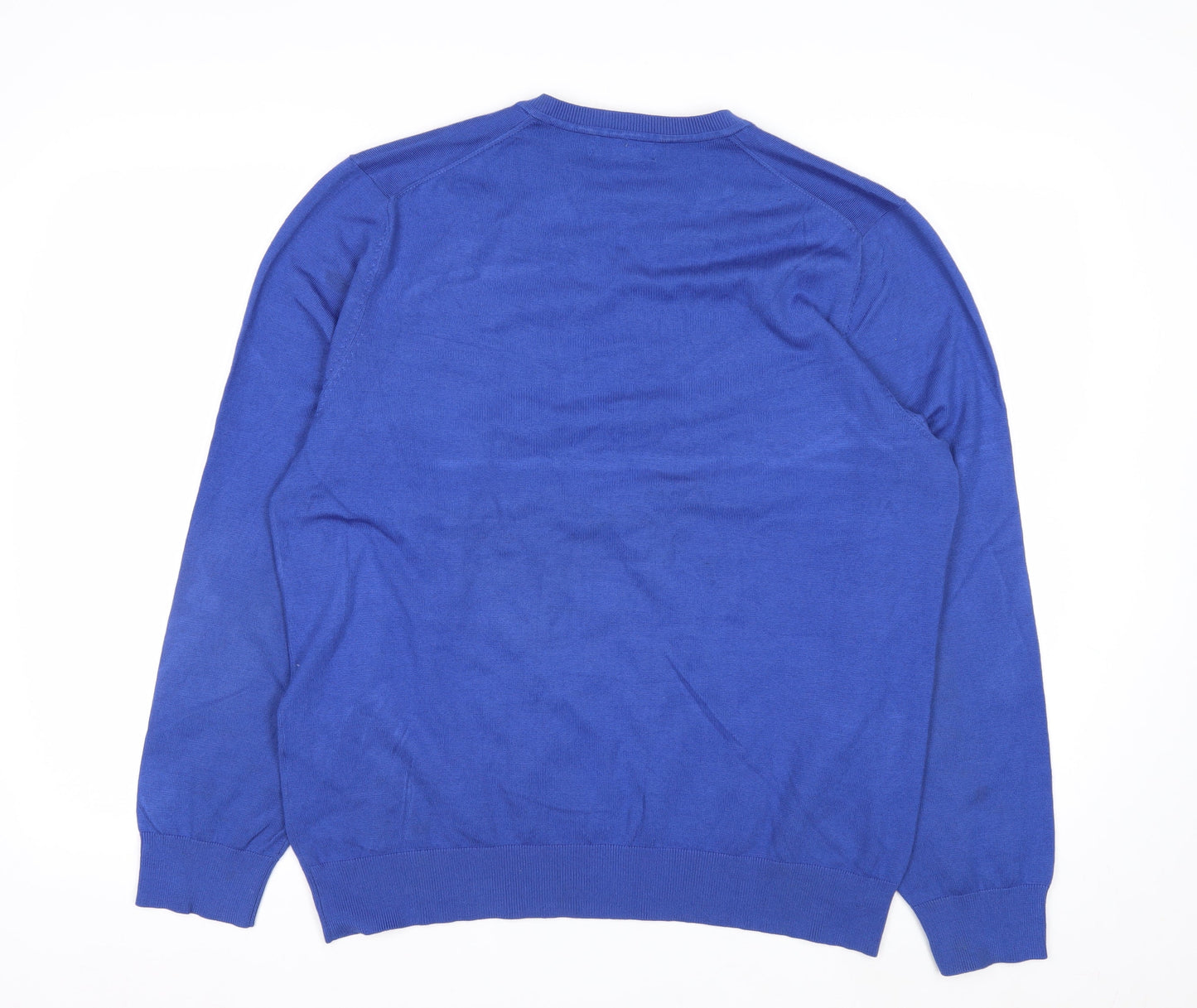 Lands' End Men Blue V-Neck Pullover Jumper Size L Classic Fit