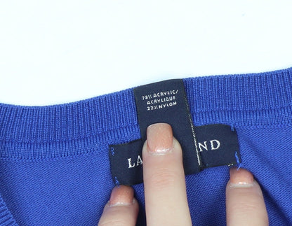 Lands' End Men Blue V-Neck Pullover Jumper Size L Classic Fit