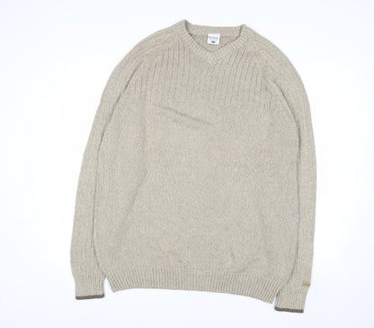 Columbia Men's Beige Cotton V-Neck Jumper XL Classic Fit