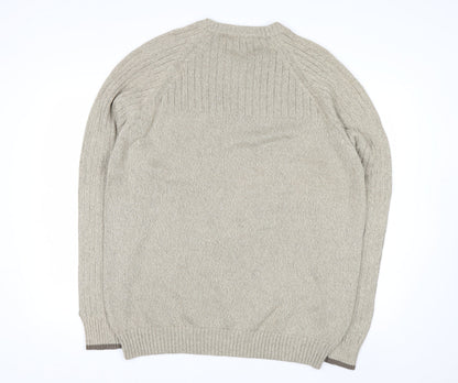 Columbia Men's Beige Cotton V-Neck Jumper XL Classic Fit