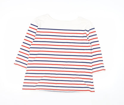 Seasalt Women’s Multicoloured Striped Sailor Top UK 14 3/4 Sleeve Cotton