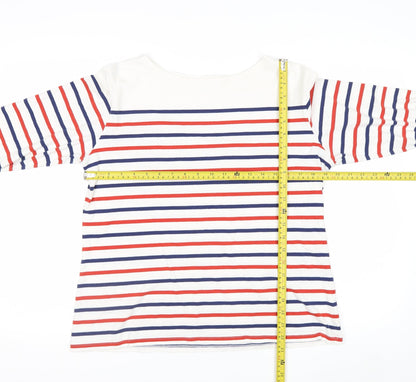 Seasalt Women’s Multicoloured Striped Sailor Top UK 14 3/4 Sleeve Cotton