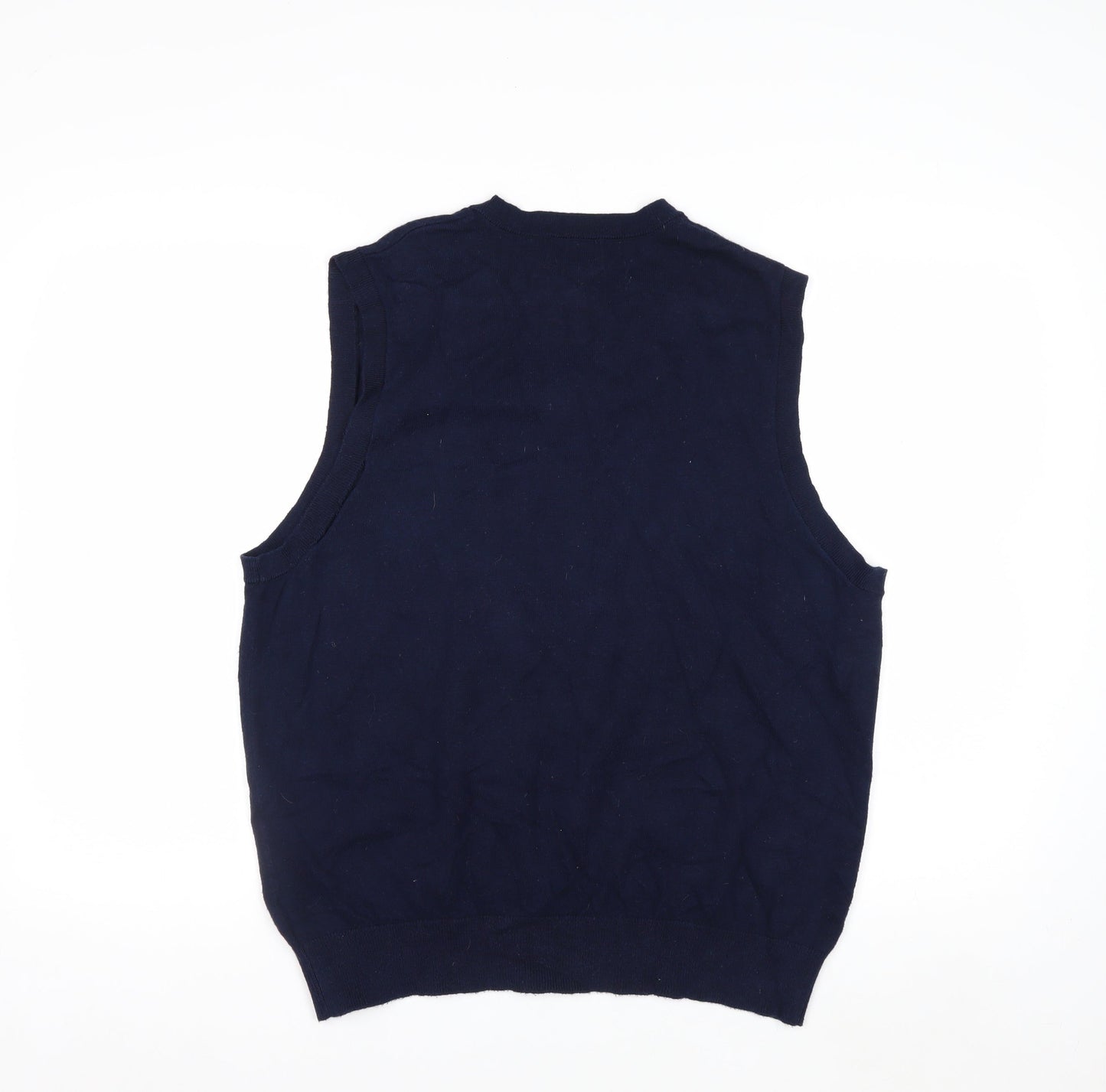 L.L.Bean Men's Blue Cotton Cashmere V-Neck Sleeveless Vest M
