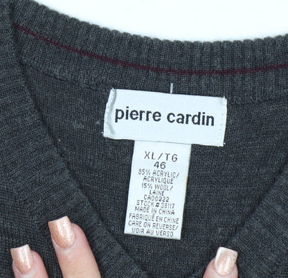 Pierre Cardin Men's Grey XL V-Neck Pullover Jumper