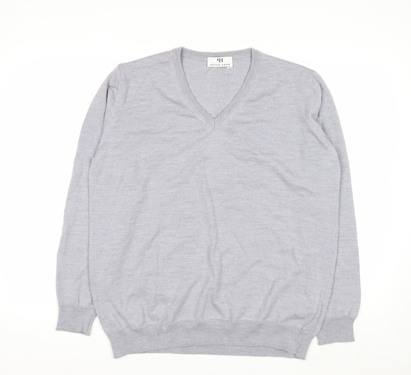 Peter Hahn Women's Grey V-Neck Pure Wool Jumper Size 20