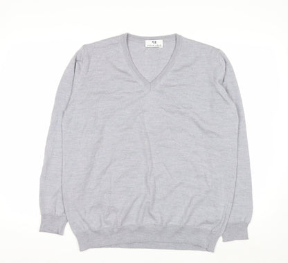 Peter Hahn Women's Grey V-Neck Pure Wool Jumper Size 20