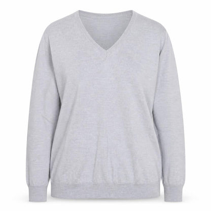 Peter Hahn Women's Grey V-Neck Pure Wool Jumper Size 20