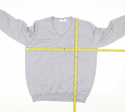 Peter Hahn Women's Grey V-Neck Pure Wool Jumper Size 20