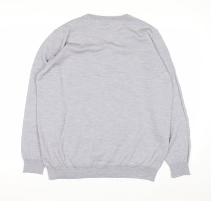 Peter Hahn Women's Grey V-Neck Pure Wool Jumper Size 20