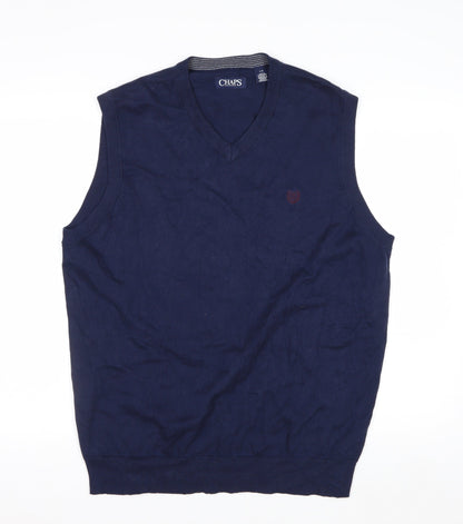 Chaps Men's Blue Cotton V-Neck Sleeveless Knit Vest L