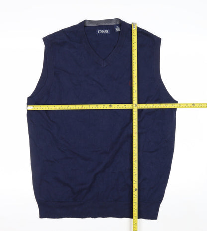 Chaps Men's Blue Cotton V-Neck Sleeveless Knit Vest L