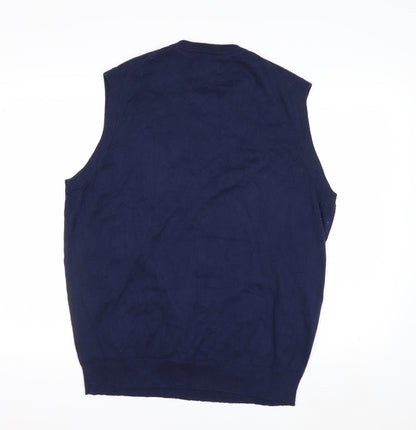 Chaps Men's Blue Cotton V-Neck Sleeveless Knit Vest L
