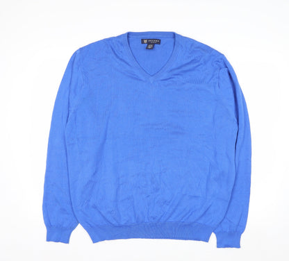 Oxford Golf Men's Blue Cotton V-Neck Pullover Jumper Size L