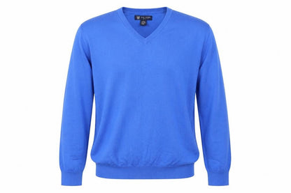 Oxford Golf Men's Blue Cotton V-Neck Pullover Jumper Size L