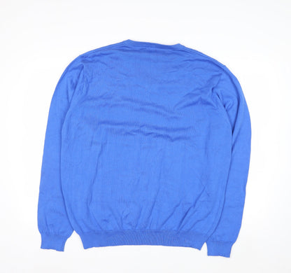 Oxford Golf Men's Blue Cotton V-Neck Pullover Jumper Size L