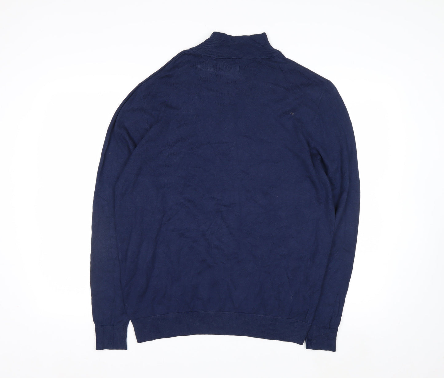 PGA TOUR Men's Blue Argyle 1/4 Zip Golf Jumper Size M