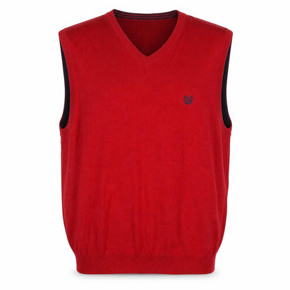 Chaps Men's Red Cotton Sleeveless V-Neck Knit Vest L Regular