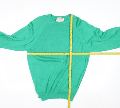 Parkhurst Men's Green Cotton Crew Neck Jumper M Vintage Classic Knit