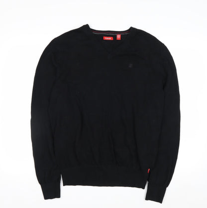 IZOD Men's Black Cotton V-Neck Pullover Jumper Size M