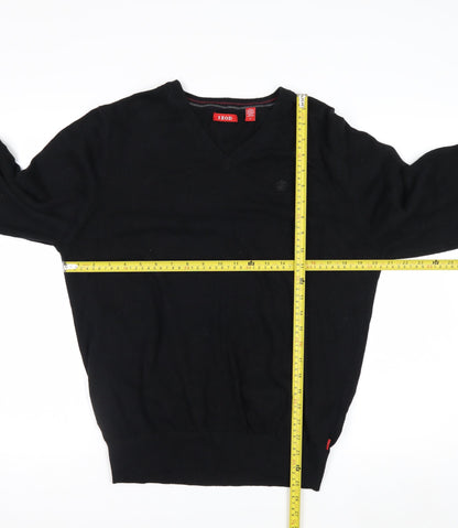 IZOD Men's Black Cotton V-Neck Pullover Jumper Size M