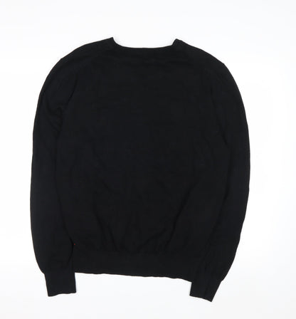 IZOD Men's Black Cotton V-Neck Pullover Jumper Size M