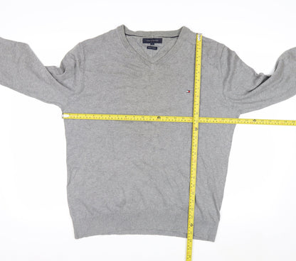 Tommy Hilfiger Men’s Grey V-Neck Cotton Cashmere Jumper M