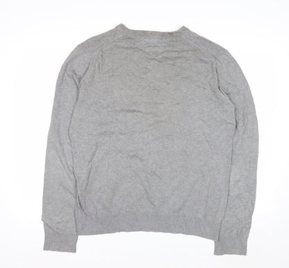 Tommy Hilfiger Men’s Grey V-Neck Cotton Cashmere Jumper M