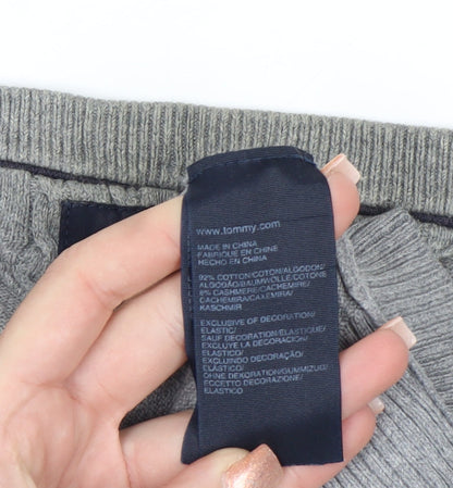 Tommy Hilfiger Men’s Grey V-Neck Cotton Cashmere Jumper M