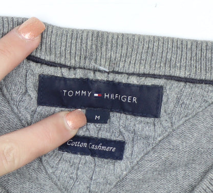 Tommy Hilfiger Men’s Grey V-Neck Cotton Cashmere Jumper M