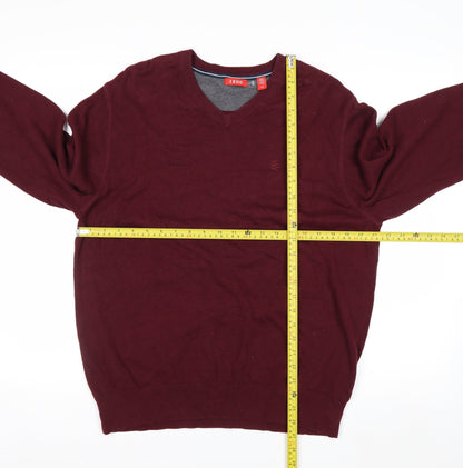 IZOD Men's Red V-Neck Cotton Pullover Jumper Size L