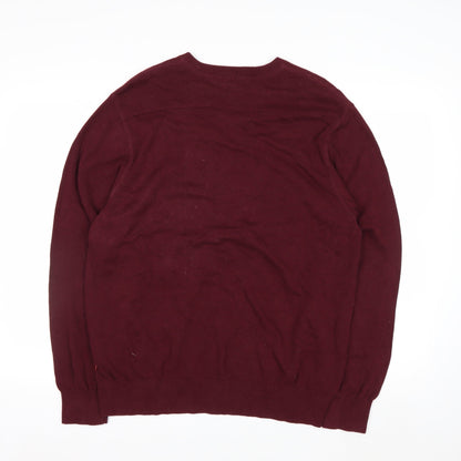IZOD Men's Red V-Neck Cotton Pullover Jumper Size L