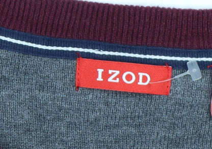 IZOD Men's Red V-Neck Cotton Pullover Jumper Size L