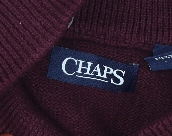 Chaps Men's Red Cotton Collared Pullover Jumper Size L